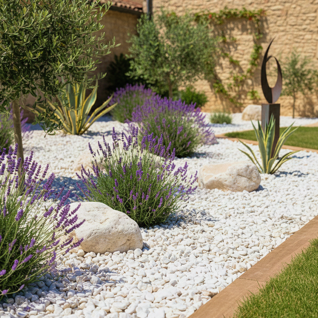 Galet blanc roulé pour jardin 20/40 mm - Galets décoratifs