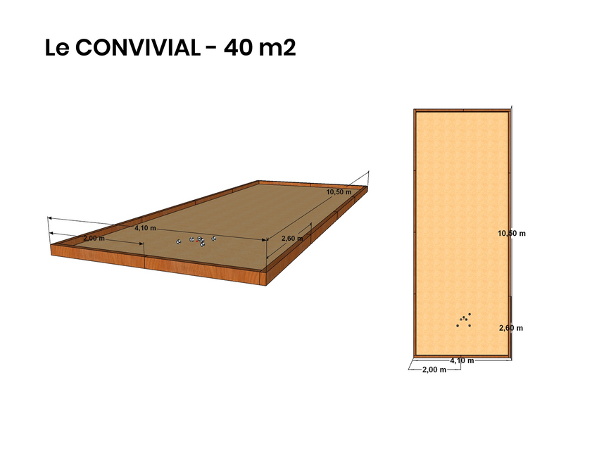 Terrain de pétanque 40 m² en kit - "Le convivial"