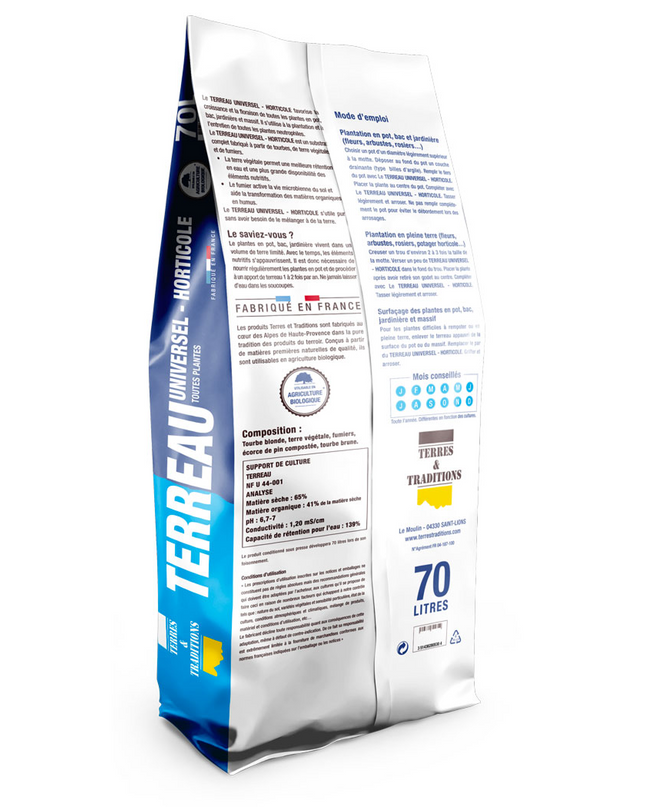 Terreau universel horticole 70 L – Toutes plantes